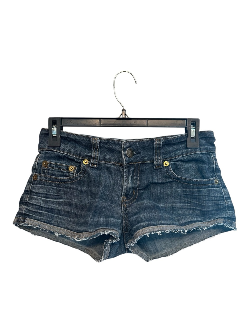 Vintage Y2K C’est Toi Blue Denim Frayed Hem Low Rise Mini Jean Shorts Small
